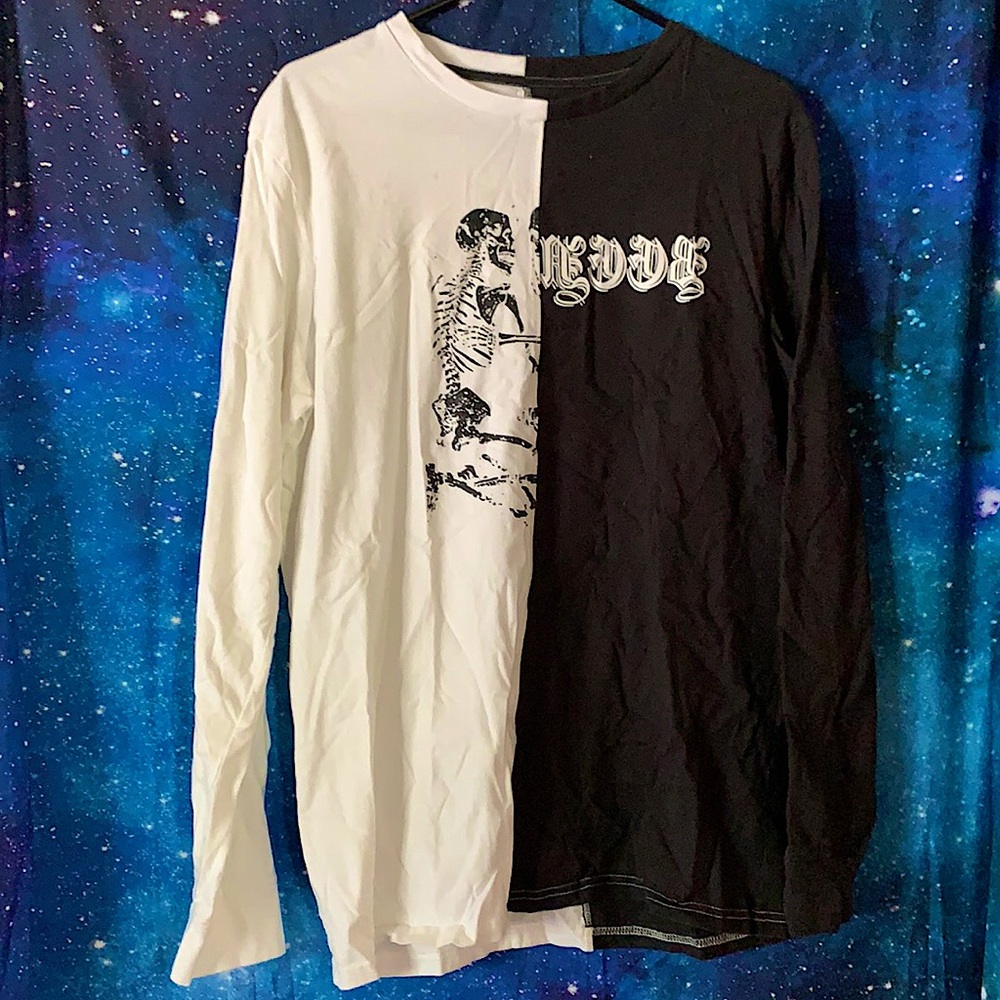 #BEENTRILL# two tone graphic long sleeve tee